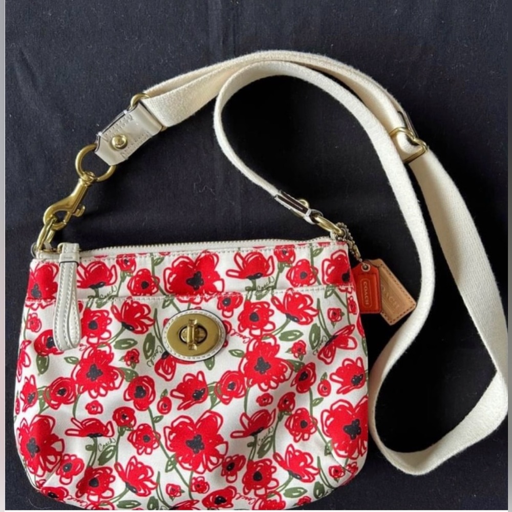 Coach Red Floral Crossbody Bag